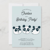 かわいいジャイアントパンダの1歳の誕生日パーティー 招待状 (正面)