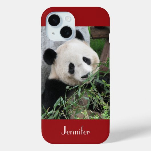 かわいいジャイアントパンダ、ダークレッドカスタム、名前の付いた Case-Mate iPhoneケース (裏面)