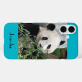 かわいいジャイアントパンダ、青い背景、名前をカスタムする Case-Mate iPhoneケース (裏面 (横))