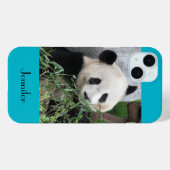 かわいいジャイアントパンダ、青い背景、名前をカスタムする Case-Mate iPhoneケース (裏面 (横))