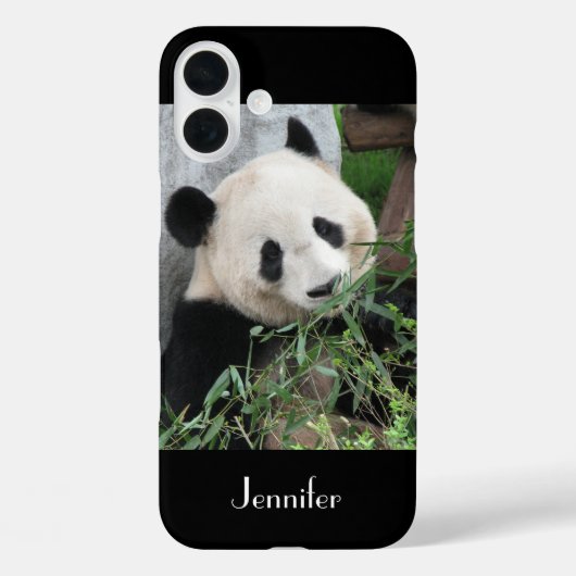 かわいいジャイアントパンダ、黒背景、名前をカスタムする Case-Mate iPhoneケース (裏面)