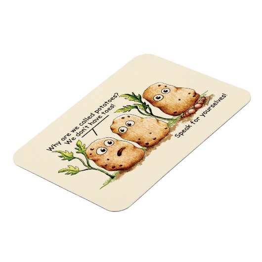 かわいいジャガイモはポテトパおもしろいンのつま先がある マグネット (左側)