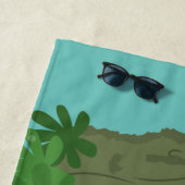 かわいいジャガー黒パンサー漫画イラストレーション ビーチタオル (インサイチュ)