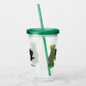 かわいいジャガー黒ヒョウ猫の漫画イラストレーション アクリルタンブラー (左)