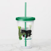 かわいいジャガー黒ヒョウ猫の漫画イラストレーション アクリルタンブラー (正面)