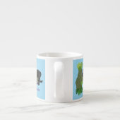 かわいいジャガー黒ヒョウ猫の漫画イラストレーション エスプレッソカップ (裏面)