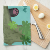 かわいいジャガー黒ヒョウ猫の漫画イラストレーション キッチンタオル (四つ折り)