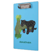 かわいいジャガー黒ヒョウ猫の漫画イラストレーション クリップボード (左)