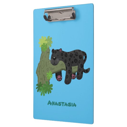 かわいいジャガー黒ヒョウ猫の漫画イラストレーション クリップボード (左)