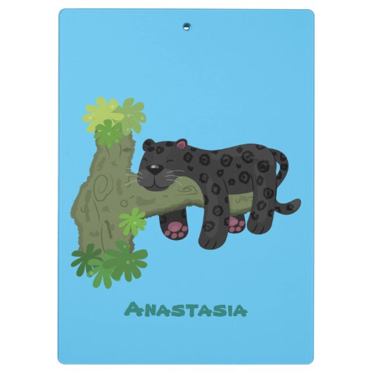 かわいいジャガー黒ヒョウ猫の漫画イラストレーション クリップボード (裏面)