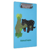 かわいいジャガー黒ヒョウ猫の漫画イラストレーション クリップボード (右)