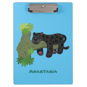 かわいいジャガー黒ヒョウ猫の漫画イラストレーション クリップボード (正面)