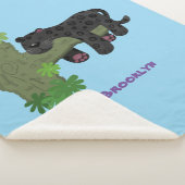 かわいいジャガー黒ヒョウ猫の漫画イラストレーション シェルパブランケット (3/4)