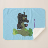 かわいいジャガー黒ヒョウ猫の漫画イラストレーション シェルパブランケット (正面(横))