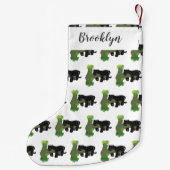 かわいいジャガー黒ヒョウ猫の漫画イラストレーション スモールクリスマスストッキング (裏面)