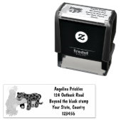 かわいいジャガー黒ヒョウ猫の漫画イラストレーション セルフインキングスタンプ (インサイチュ)