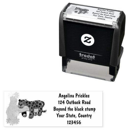 かわいいジャガー黒ヒョウ猫の漫画イラストレーション セルフインキングスタンプ (インサイチュ)