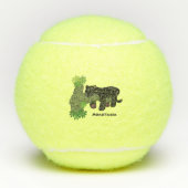 かわいいジャガー黒ヒョウ猫の漫画イラストレーション テニスボール (正面)