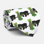 かわいいジャガー黒ヒョウ猫の漫画イラストレーション ネクタイ (ロール)
