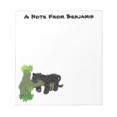 かわいいジャガー黒ヒョウ猫の漫画イラストレーション ノートパッド (正面)