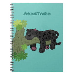 かわいいジャガー黒ヒョウ猫の漫画イラストレーション ノートブック