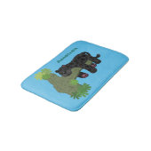 かわいいジャガー黒ヒョウ猫の漫画イラストレーション バスマット (アングル)