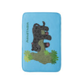 かわいいジャガー黒ヒョウ猫の漫画イラストレーション バスマット (正面縦)