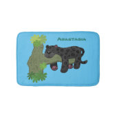 かわいいジャガー黒ヒョウ猫の漫画イラストレーション バスマット (正面)