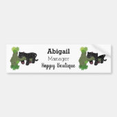 かわいいジャガー黒ヒョウ猫の漫画イラストレーション バンパーステッカー (正面)