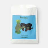 かわいいジャガー黒ヒョウ猫の漫画イラストレーション フェイバーバッグ (正面)