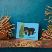 かわいいジャガー黒ヒョウ猫の漫画イラストレーション フォトプラーク (側面)