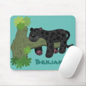 かわいいジャガー黒ヒョウ猫の漫画イラストレーション マウスパッド (マウス)