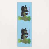 かわいいジャガー黒ヒョウ猫の漫画イラストレーション ヨガマット (正面)