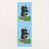 かわいいジャガー黒ヒョウ猫の漫画イラストレーション ヨガマット (裏面)