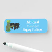 かわいいジャガー黒ヒョウ猫の漫画イラストレーション 名札 (インサイチュ)