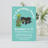 かわいいジャガー黒ヒョウ猫の漫画イラストレーション 招待状 (スタンド正面)