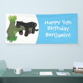 かわいいジャガー黒ヒョウ猫の漫画イラストレーション 横断幕 (トレードショー)