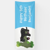 かわいいジャガー黒ヒョウ猫の漫画イラストレーション 横断幕 (縦)