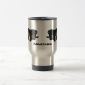 かわいいジャガー黒ヒョウ猫の漫画パーソナライズされた トラベルマグ (中央)