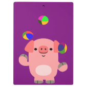 かわいいジャグリング漫画の豚のクリップボード クリップボード (裏面)