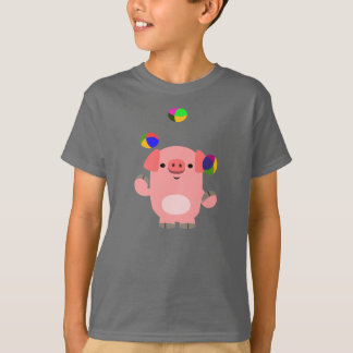 かわいいジャグリング漫画の豚の子供Tシャツ Tシャツ