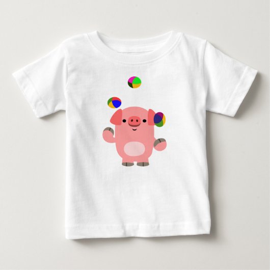 かわいいジャグリング漫画の豚ベビーTシャツ ベビーTシャツ (正面)