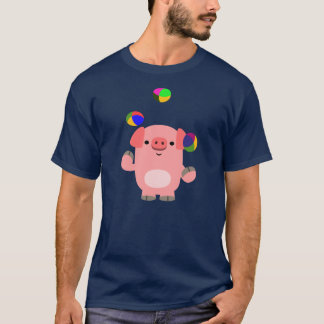 かわいいジャグリング漫画の豚Tシャツ Tシャツ