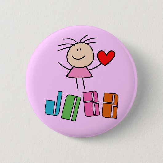 かわいいジャズ女の子ボタン 缶バッジ (正面)
