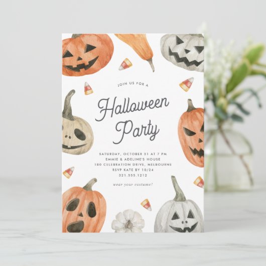 かわいいジャックオランタンキッズハローウィンパーティ 招待状 (スタンド正面)