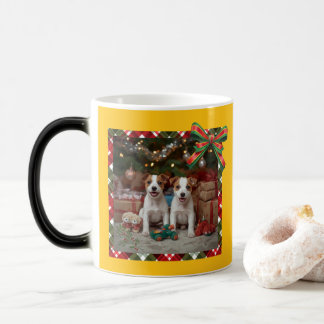 かわいいジャックラッセルテリアの子犬たちとクリスマス♡ モーフィングマグカップ