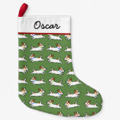 かわいいジャックラッセルテリアパターン|おもしろい犬のクリスマス スモールクリスマスストッキング (正面)