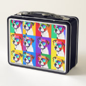 かわいいジャックラッセルテリアポップ・アートのズスタイル メタルランチボックス (裏面)
