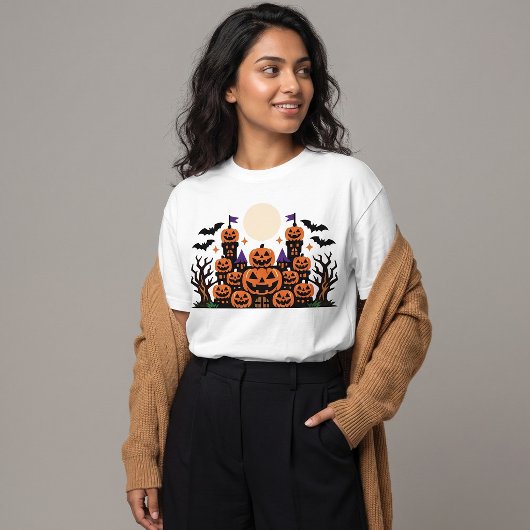 かわいいジャック・オ・ランタン・ハロウィンのお城 Tシャツ
