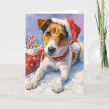 かわいいジャック・ラッセル・テリアのクリスマスグリーティングカード